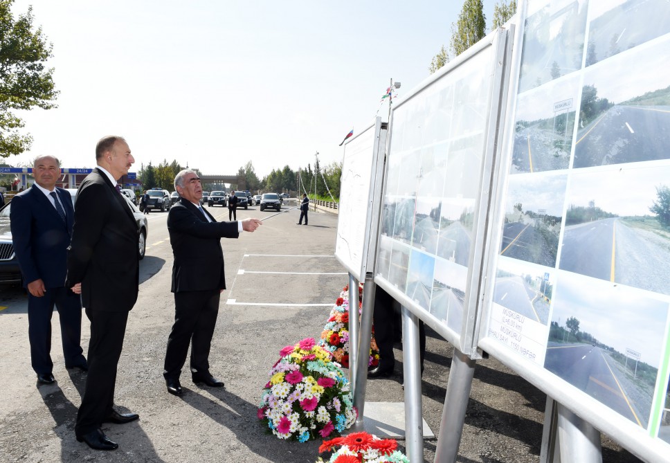 Президент Ильхам Алиев принял участие в открытии автодороги Гекчай-Уджар (ФОТО)