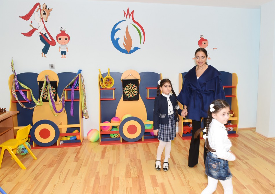 Azerbaijan’s First Lady Mehriban Aliyeva attends opening of nursery-kindergarten in Bina (PHOTO)