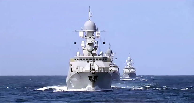 Ракетные корабли ВМФ России провели учения на Каспии