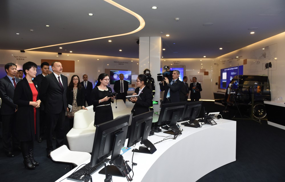 President Aliyev visits exhibition centre of Huawei in Beijing