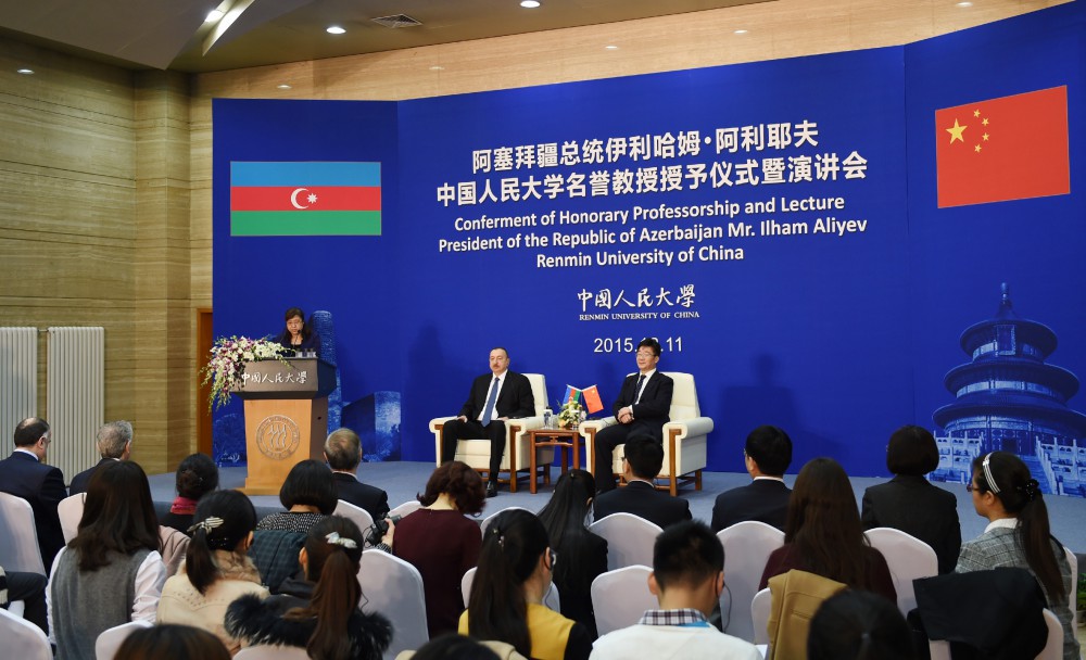 Azerbaijani president honored in Renmin University of China