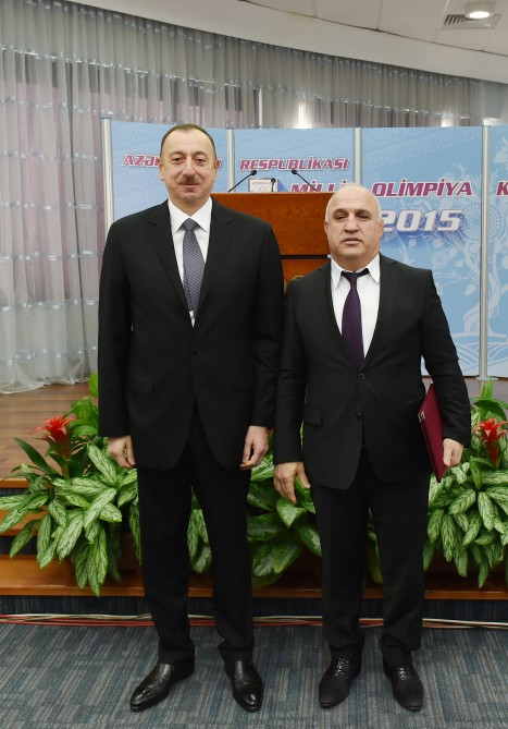 Президент Азербайджана и его супруга приняли участие в церемонии, посвященной спортивным итогам 2015 года - Gallery Image