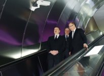 President Aliyev attends opening of expanded metro station in Baku