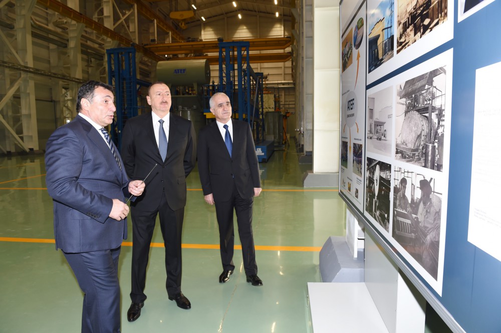 President Aliyev attends opening of large-size transformer plant, lays foundation stone for new enterprise (PHOTO)