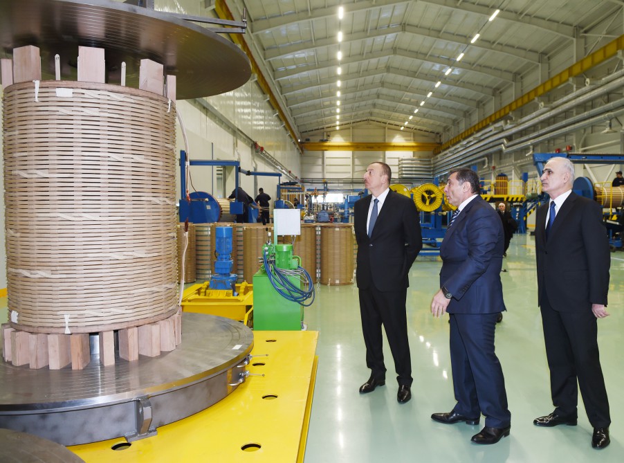 President Aliyev attends opening of large-size transformer plant, lays foundation stone for new enterprise (PHOTO)