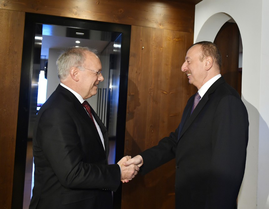 Azerbaijani president meets Swiss counterpart (PHOTO)