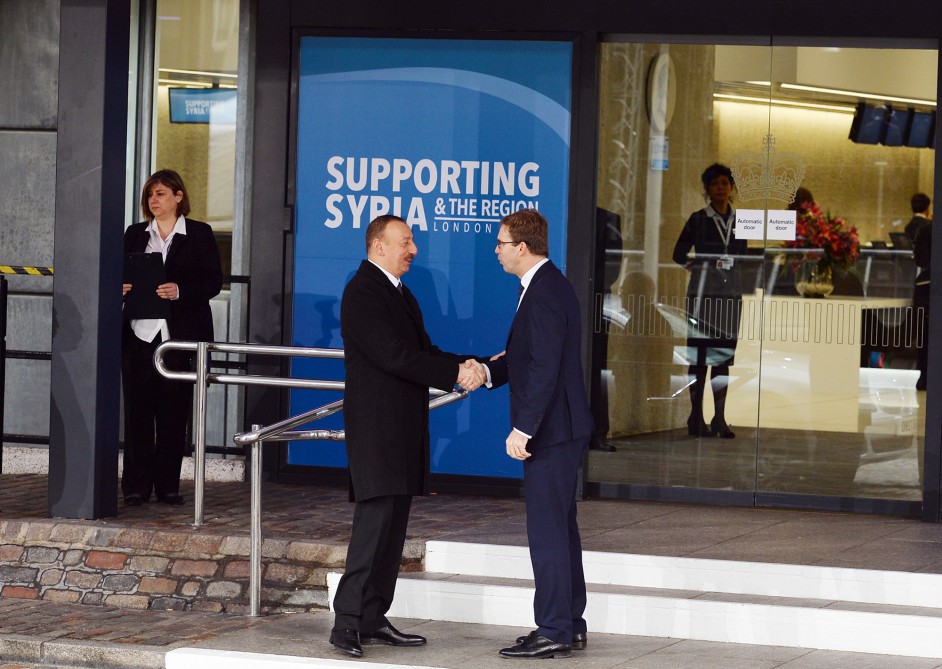 Президент Ильхам Алиев принимает участие в конференции "Поддержка Сирии и региона" в Лондоне