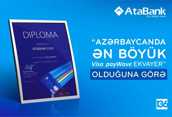 "AtaBank" ASC-yə "Visa" beynəlxalq ödəniş sistemindən xüsusi mükafat təqdim edilib