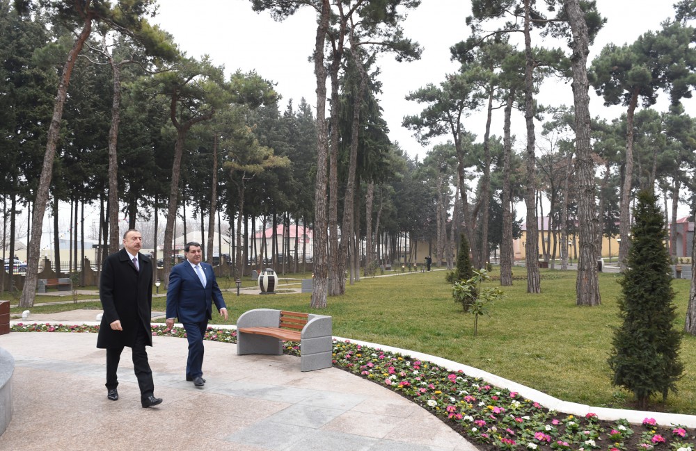 President Ilham Aliyev attends the opening of Youth House in Qovlar, Tovuz