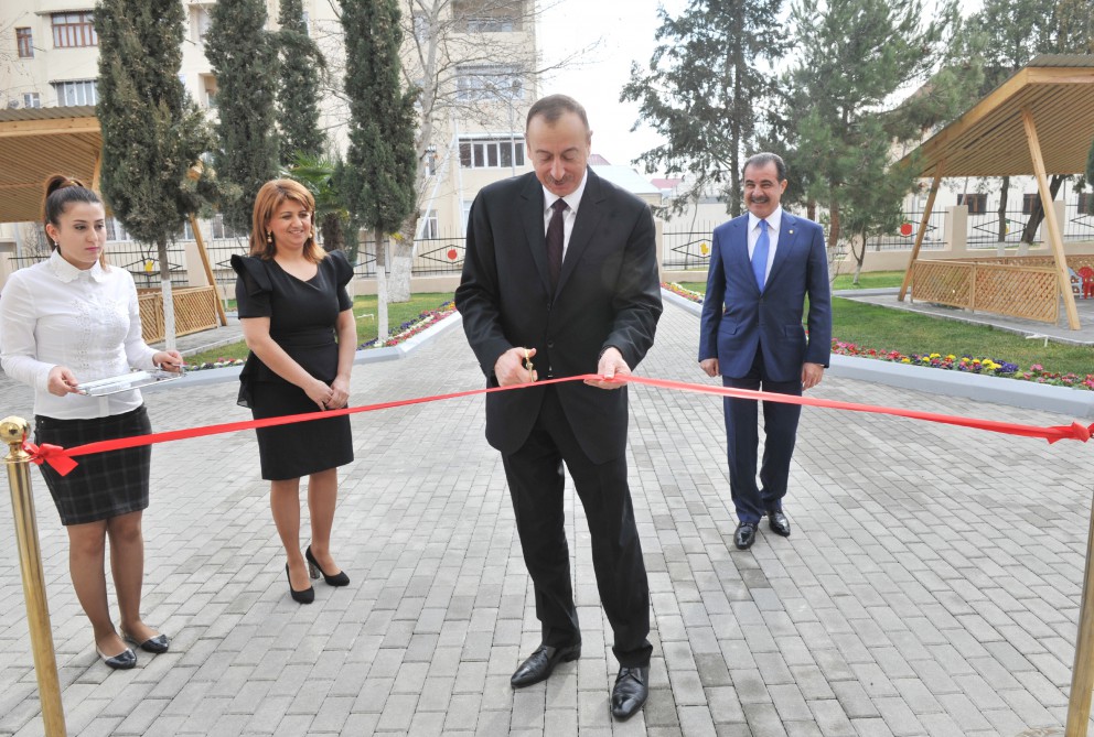 Azerbaijani president attends opening of orphanage-kindergarten in Ganja