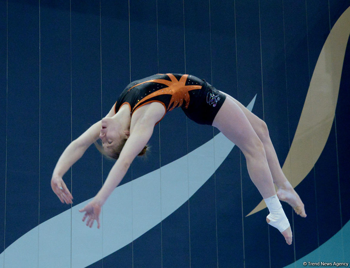 Bakıda Dünya Kubokunun iştirakçısı olan gimnastların podium məşqləri (FOTO)