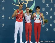 Bakıda idman gimnastikası üzrə Dünya Kuboku finalının ikinci hissəsinin qaliblərinin mükafatlandırma mərasimi olub (FOTO)