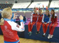 Bakıda batut gimnastikası üzrə Dünya Kubokunda iştirak edəcək idmançıların podium məşqləri (FOTO)