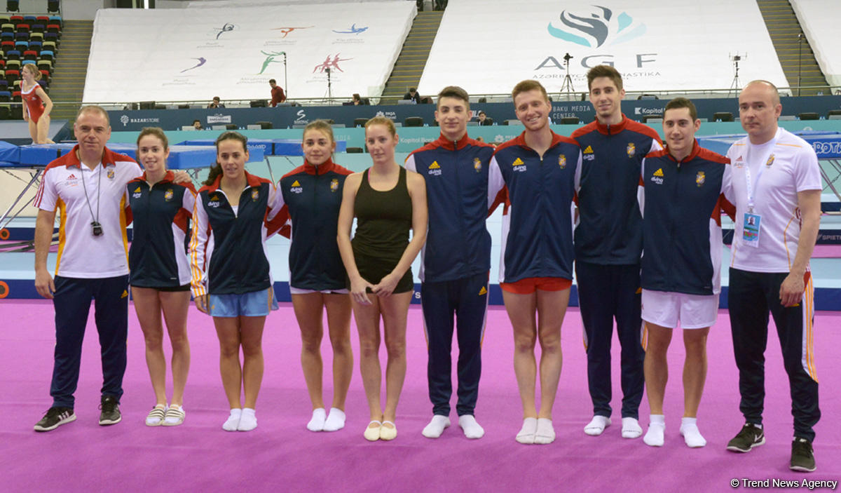 Bakıda batut gimnastikası üzrə Dünya Kubokunda iştirak edəcək idmançıların podium məşqləri (FOTO) - Gallery Image