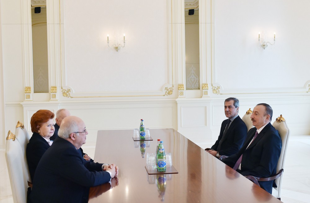 Azerbaijani president receives co-chairs of Nizami Ganjavi International Center