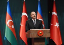Azerbaijani, Turkish presidents make statements for press