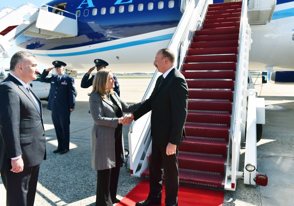 Prezident İlham Əliyev Amerika Birləşmiş Ştatlarına səfərə gəlib (FOTO)