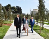 President Aliyev, spouse review conditions created at new park in Baku