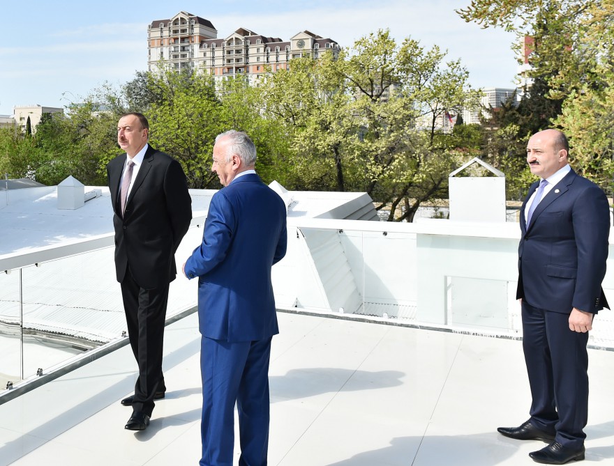 President Aliyev, spouse review conditions created at new park in Baku