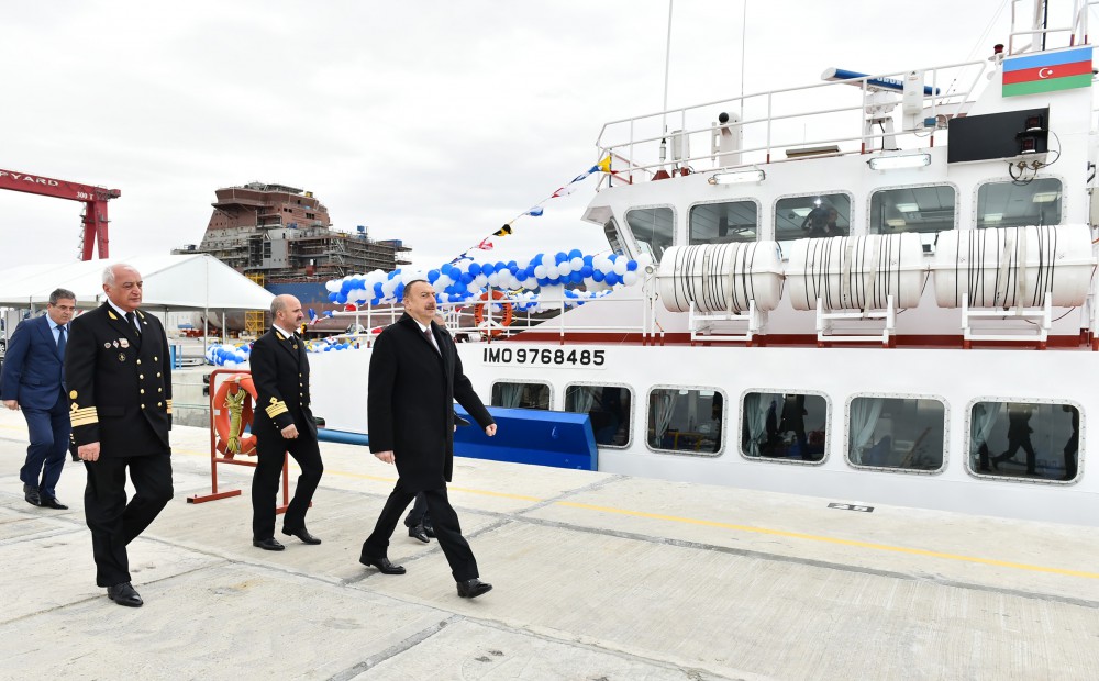 President Aliyev attends ceremony to launch passenger ships (PHOTO)