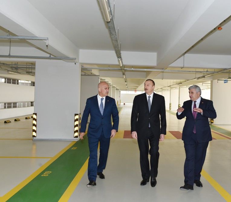 President Ilham Aliyev attends opening of multistory car park in Baku