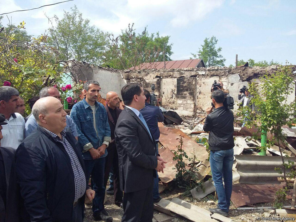 Diplomats visit Azerbaijan’s Aghdam, view houses shelled by Armenians