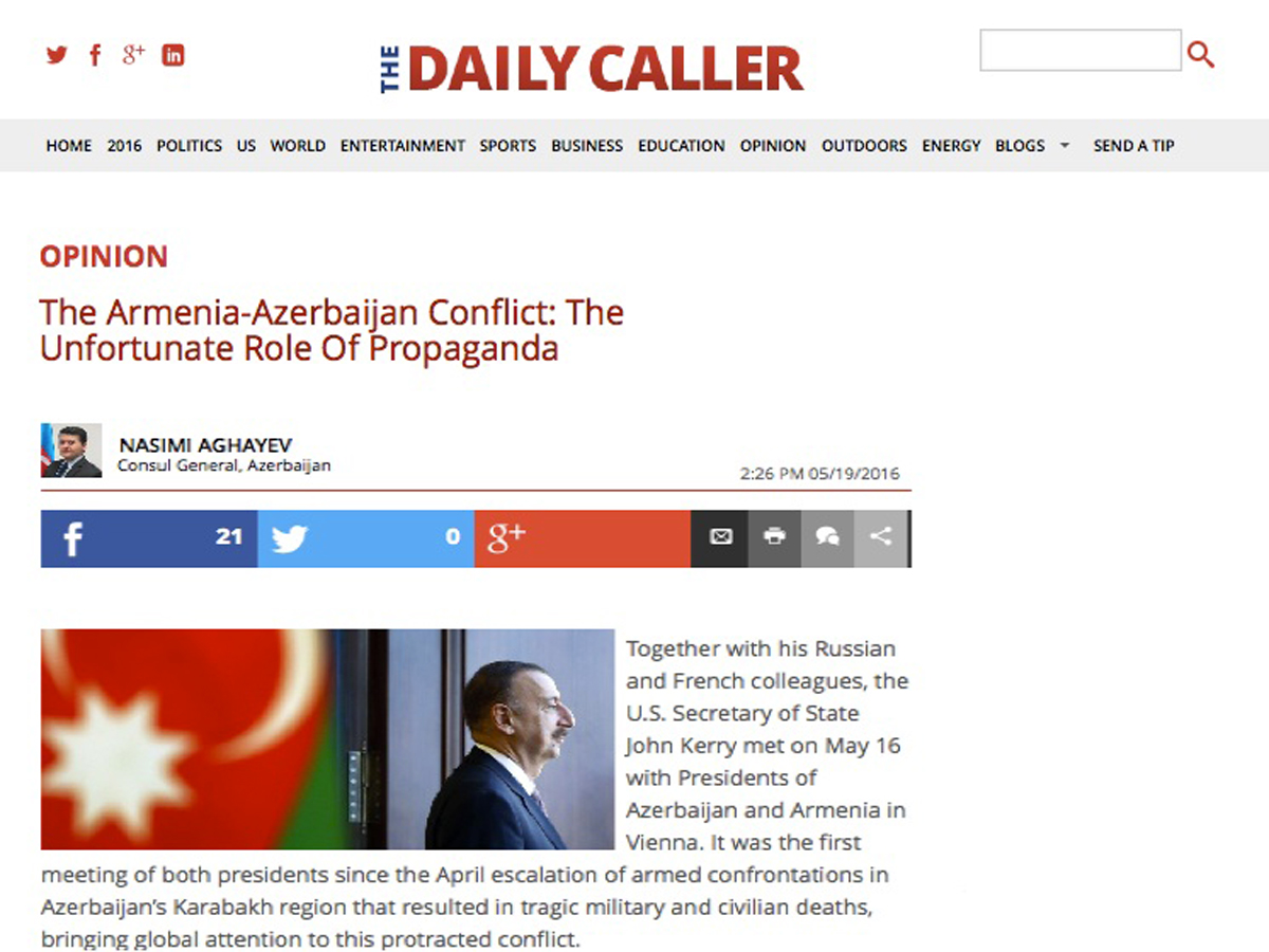Ermənistanın dezinformasiya cəhdlərinə azərbaycanlı diplomatın ABŞ mətbuatında tutarlı cavabı