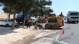 Mərdəkanın mərkəzi yolu təmir olunur (FOTO/VİDEO)