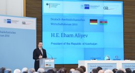 President Ilham Aliyev at Azerbaijan-Germany business forum in Berlin