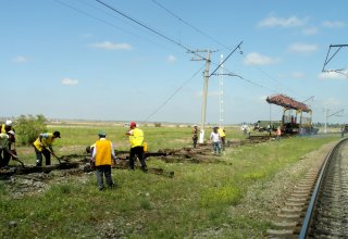 Продолжается капремонт железной дороги Баку-Беюк Кесик (ФОТО)