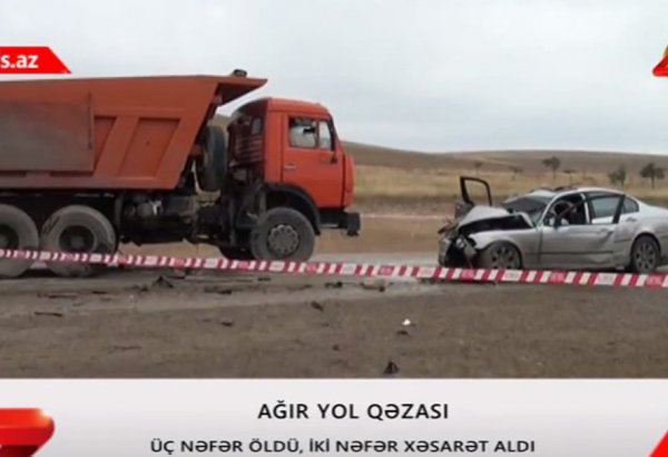 Bakı-Şamaxı yolunda dəhşətli qəza – 3 ölü, 2 yaralı (FOTO/VİDEO)