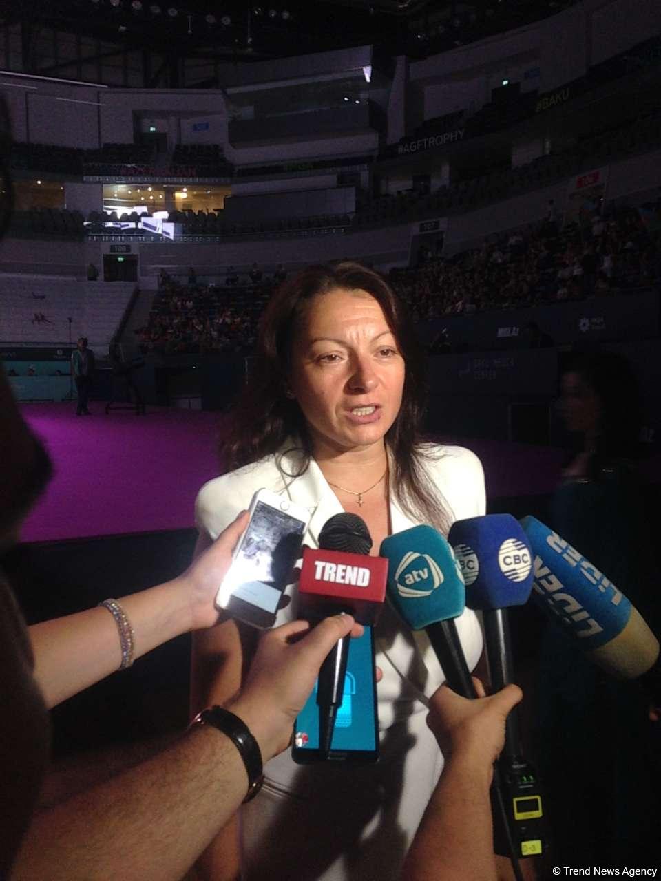 Главный тренер сборной Азербайджана по художественной гимнастике довольна выступлениями своих спортсменок