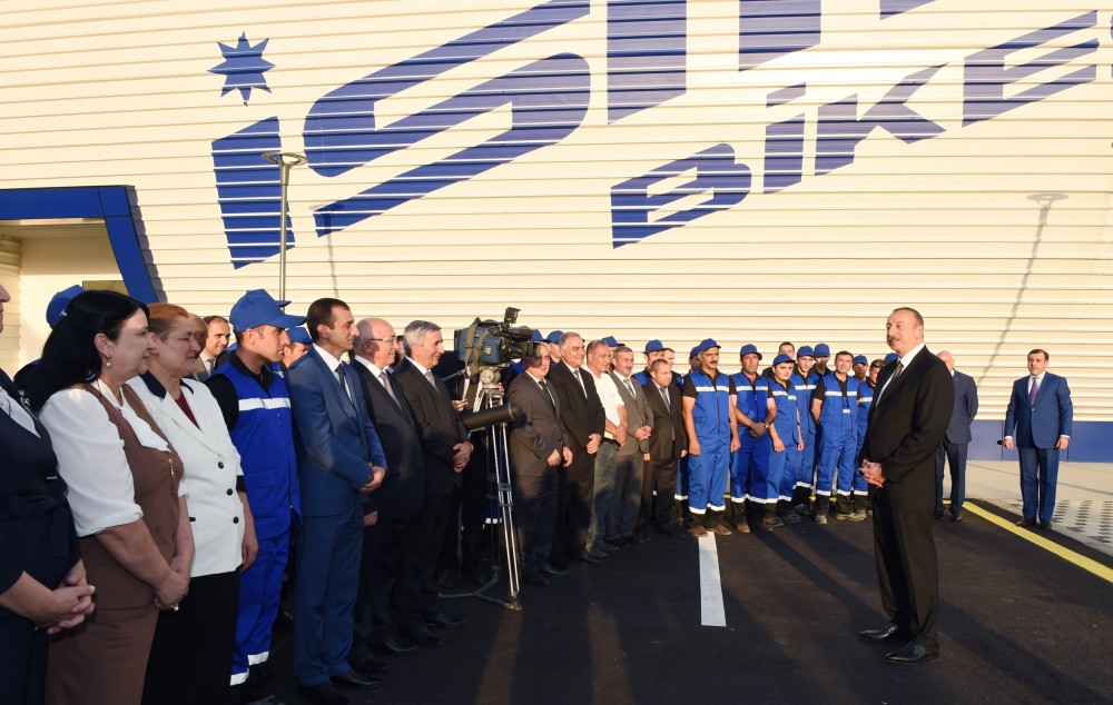 President Aliyev attends opening of bicycle factory in Ismayilli