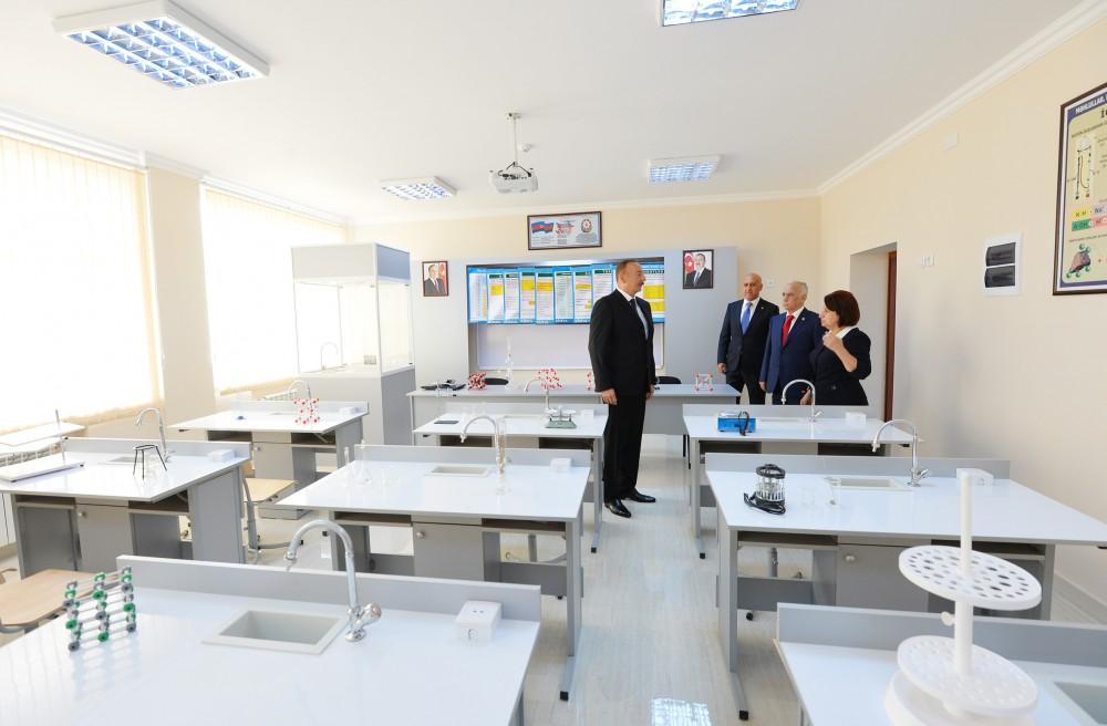 Ilham Aliyev views overhauled school in Baku
