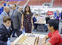 Leyla Aliyeva visits Baku Chess Olympiad (PHOTO)