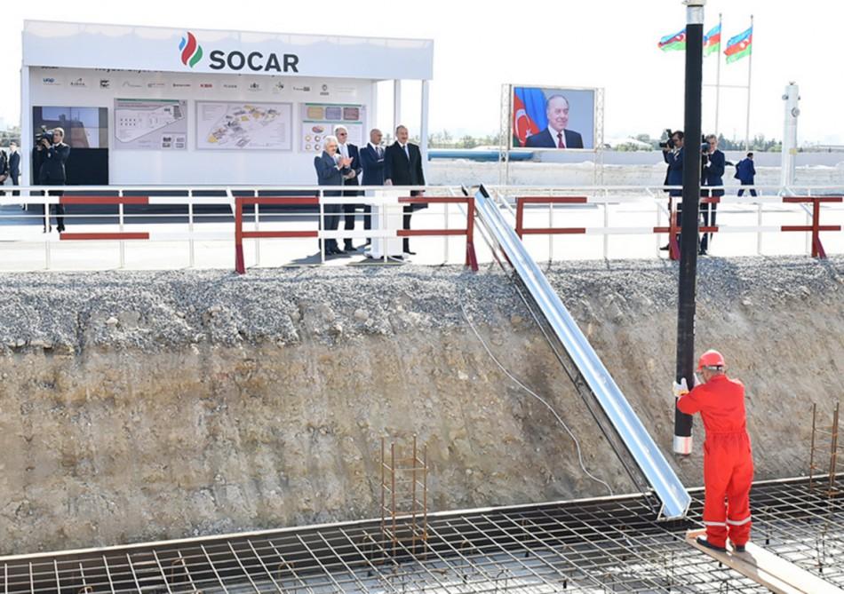 Ilham Aliyev attends ground breaking ceremony of new facility (PHOTO)