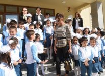 Azerbaijani first lady attends opening of school in Masazir (PHOTO)
