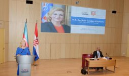 Croatian president gives lecture at ADA University (PHOTO)