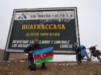 Флаг Азербайджана и вымпел АМИ Trend на горных вершинах Перу (ФОТО)