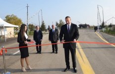 Ilham Aliyev opens newly renovated Birinji Shahsevan-Ahmadli-Dunyamalilar highway in Beylagan