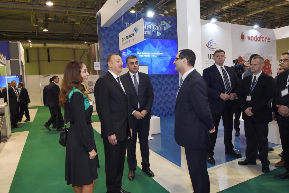 Ilham Aliyev, his spouse view BakuTel 2016 (PHOTO)