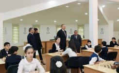 Президент Азербайджана и его супруга приняли участие в открытии нового здания шахматной школы в Тертере (ФОТО)