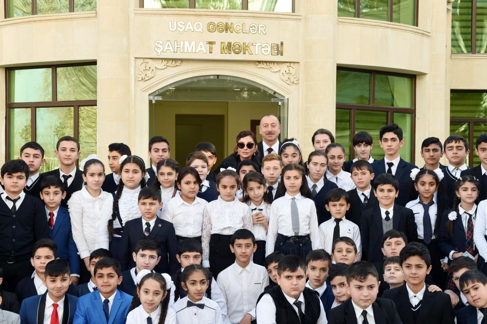 Ilham Aliyev with spouse inaugurate Chess School in Tartar (PHOTO)