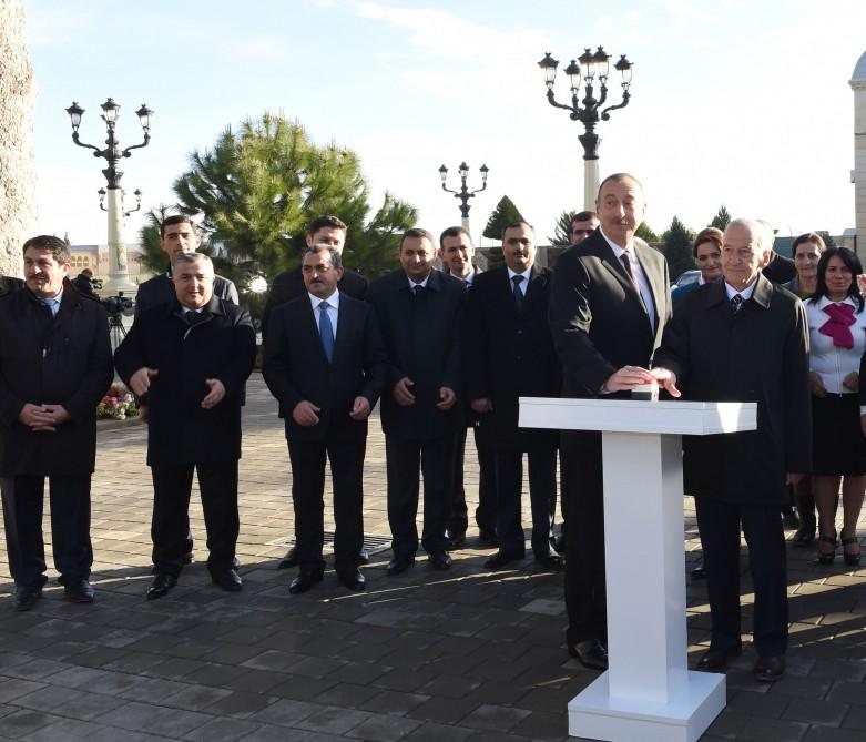Ilham Aliyev launches Tartar city water supply and sanitation system (PHOTO)