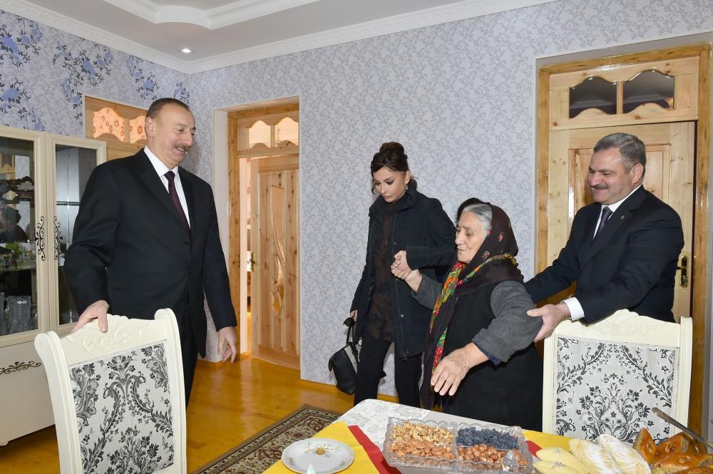 Ilham Aliyev, his spouse view repair on houses damaged by Armenians during April fights in Tartar (PHOTO)