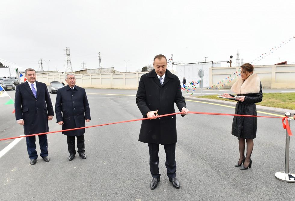 Президент Ильхам Алиев принял участие в открытии после капитальной реконструкции участка автодороги Зых-Амирджан-Ени Сураханы (ФОТО)