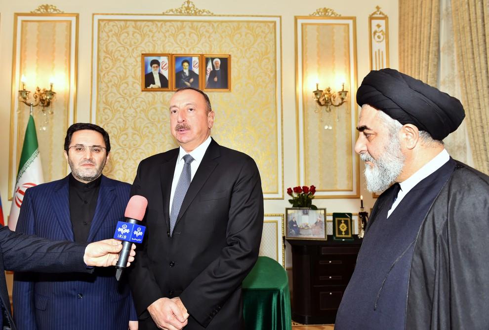 Ilham Aliyev visits Iranian embassy in Azerbaijan (PHOTO)