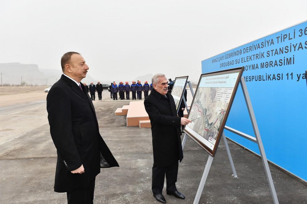 Президент Ильхам Алиев принял участие в церемонии закладки фундамента Ордубадской ГЭС (ФОТО)
