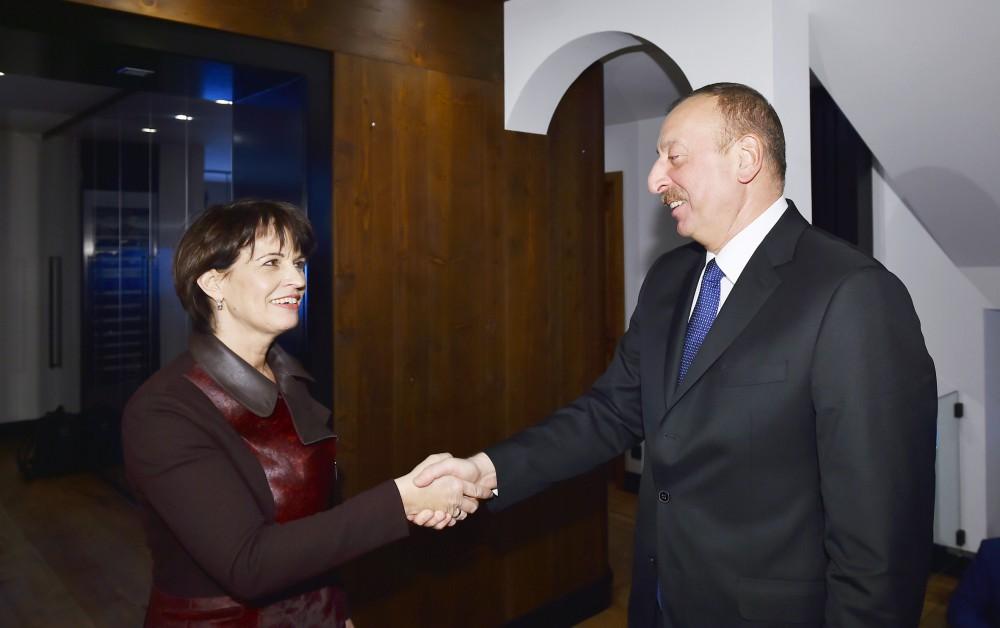 Ilham Aliyev meets Swiss president in Davos (PHOTO)