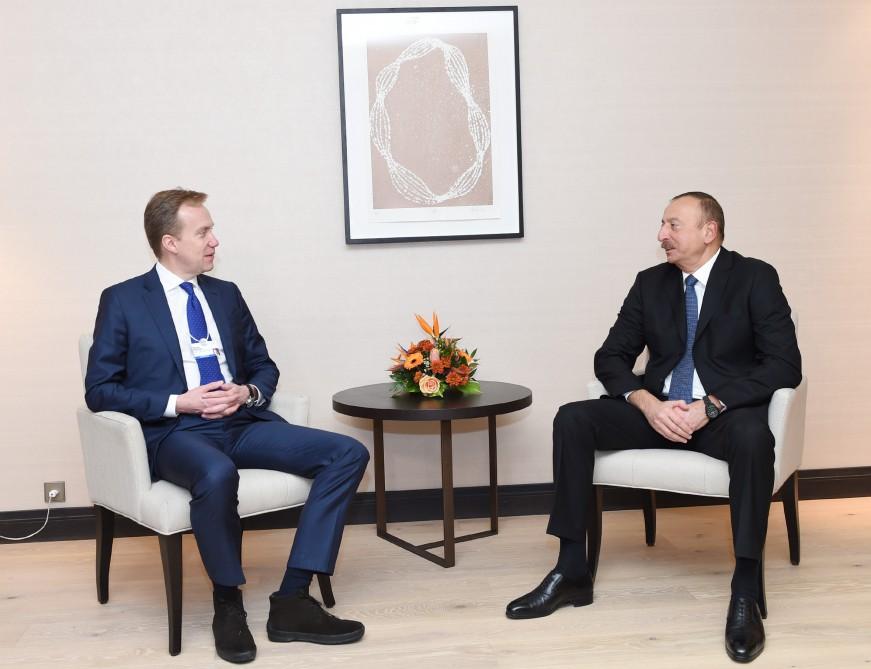 Ilham Aliyev meets Norwegian FM in Davos